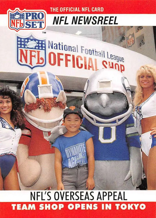 NFL Pro Set football card featuring the opening of an NFL team shop in Tokyo