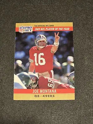 Joe Montana football card from 1990 Pro Set FACT Cincinnati set fact Cincinnati