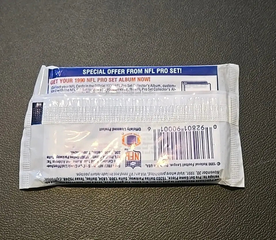Unopened 1990 Pro Set Football trading card pack for Set Football Series collection