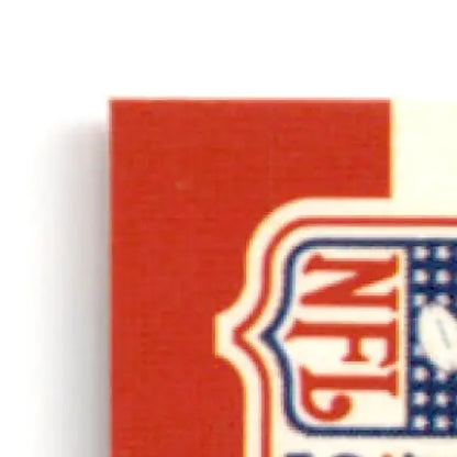 Vintage NFL shield logo corner on red background from 1990 Pro Set Football Steve Young card