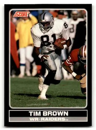 1990 Score #10 Tim Brown Los Angeles Raiders Football Card with original gloss finish