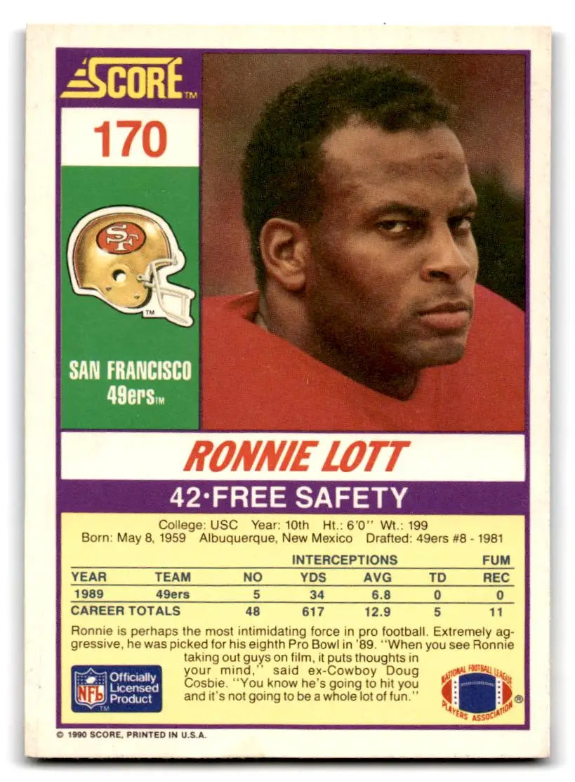 1990 Score 100 Hottest #40 Ronnie Lott - Trading Card