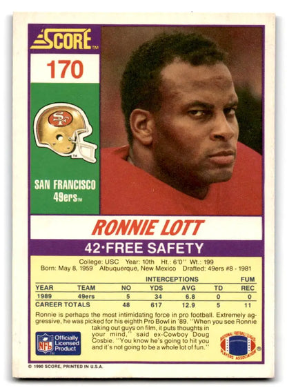 1990 Score 100 Hottest #40 Ronnie Lott - Trading Card