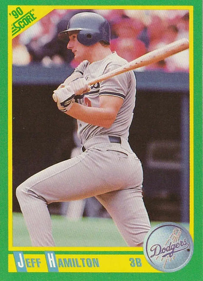 Baseball card of Jeff Hamilton in gray road uniform for Los Angeles Dodgers