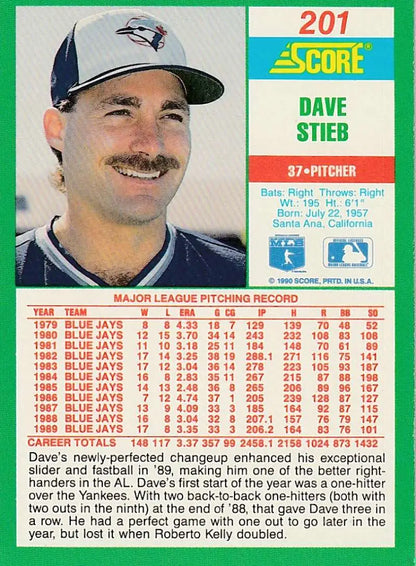 Baseball card of Dave Stieb from the 1988 Score set for Toronto Blue Jays fans