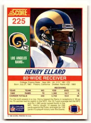 Henry Ellard Los Angeles Rams football card with original gloss from 1990 Score
