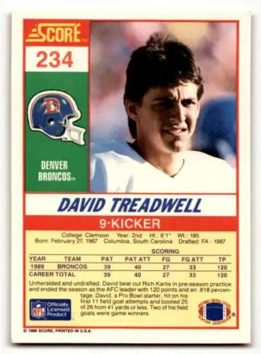 David Treadwell Denver Broncos football card with original gloss in excellent condition