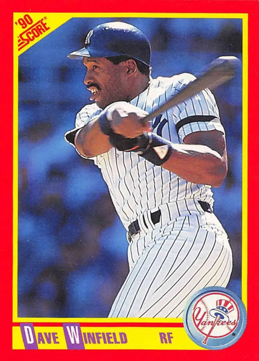 Dave Winfield in New York Yankees pinstripes ready to swing bat for baseball card