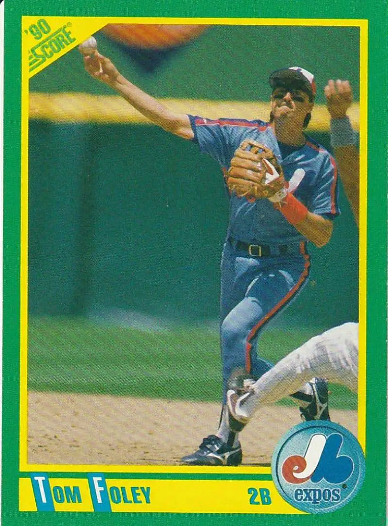 Tom Foley throwing motion on 1990 Score Montreal Expos Baseball Card