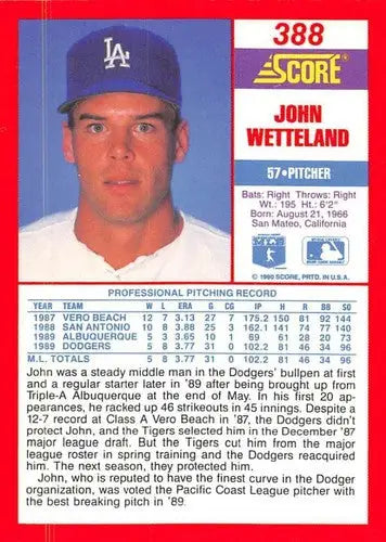 1990 Score #388 John Wetteland NM-MT Dodgers - Trading Cards