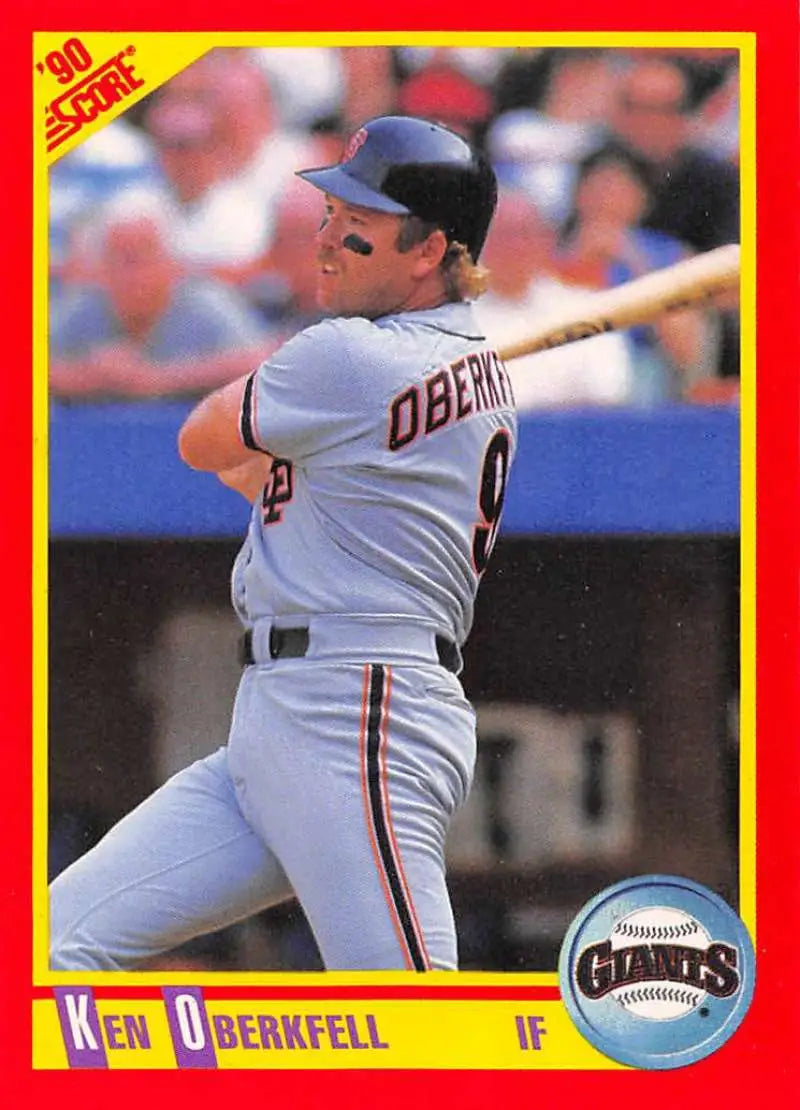 Baseball player in San Francisco Giants uniform swinging bat on card