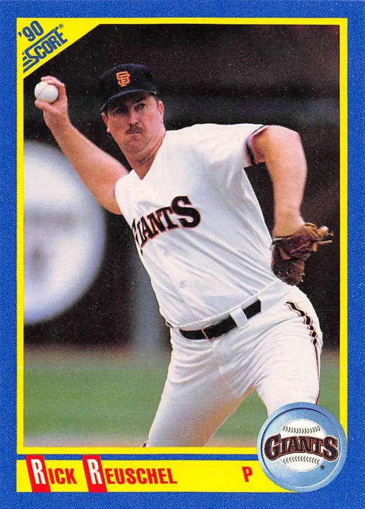 Rick Reuschel in white uniform pitching for San Francisco Giants baseball card