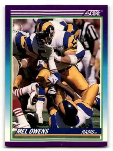 Mel Owens Los Angeles Rams football card with original gloss, 1990 Score #499