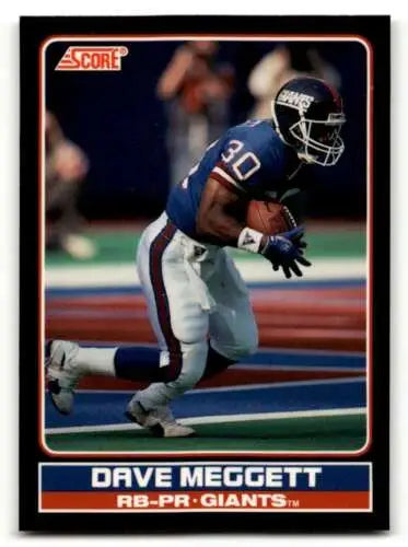 1990 Score Dave Meggett New York Giants football card with original gloss finish