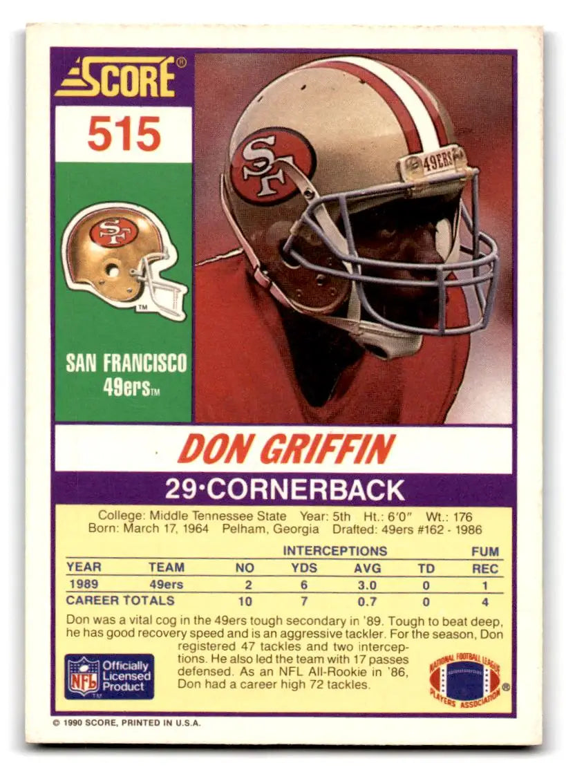 1990 Score #515 Don Griffin - Trading Card