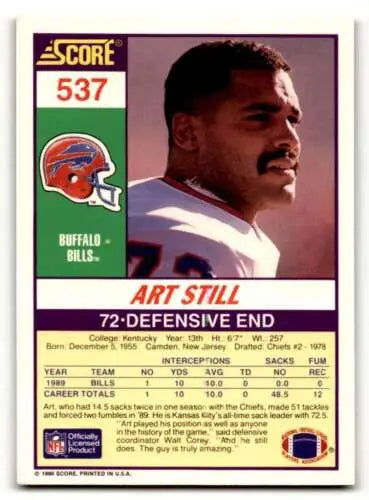 Art Still Buffalo Bills football card featuring original gloss in excellent condition