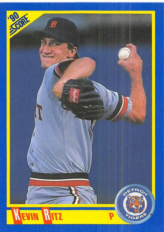 Kevin Ritz rookie Detroit Tigers baseball card featuring a pitcher in mid-throw motion