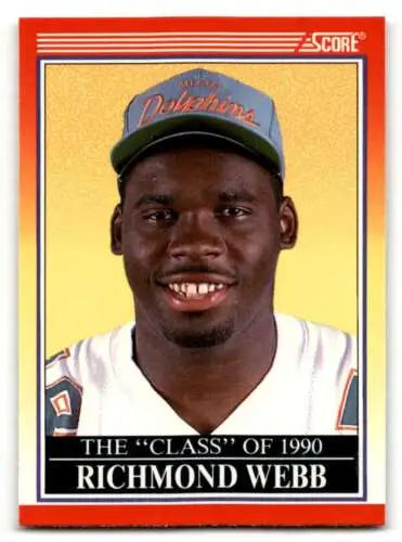 Richmond Webb Miami Dolphins football card with original gloss, 1990 Score #611