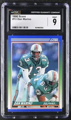Graded Score Dan Marino football card from 1990 Score Dan Marino series in CGC 9 condition