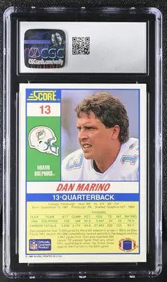 Graded Dan Marino football card from 1990 Score Dan Marino series CGC 9