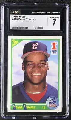 CGC-graded 1990 Score Frank Thomas Baseball Card including Score Frank collection