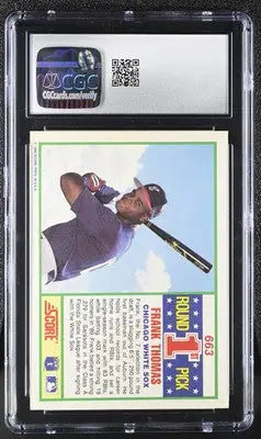 Graded Score Frank Thomas baseball card from the 1990 Score series in CGC 7 grade