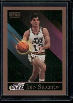SkyBox John Stockton basketball trading card in protective sleeve from 1990 SkyBox John