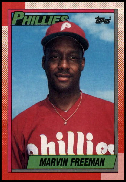 Marvin Freeman Philadelphia Phillies baseball card in red uniform from 1990 Topps
