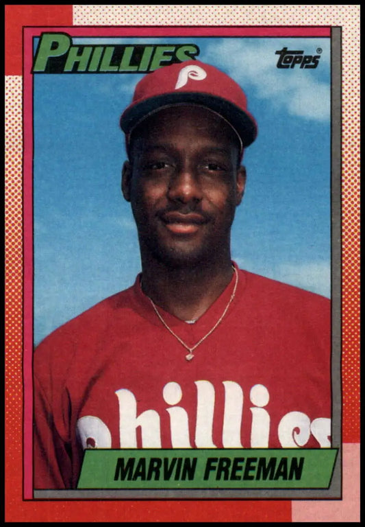 Marvin Freeman Philadelphia Phillies baseball card in red uniform from 1990 Topps