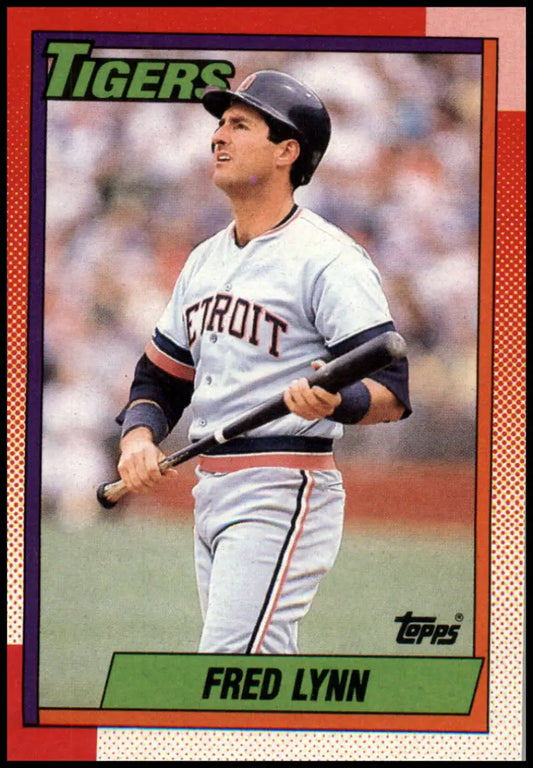 Fred Lynn Detroit Tigers Baseball Card in white uniform 1990 Topps #107 NM-MT
