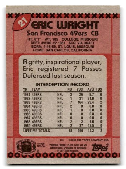 1990 Topps #21b Eric Wright - Trading Cards