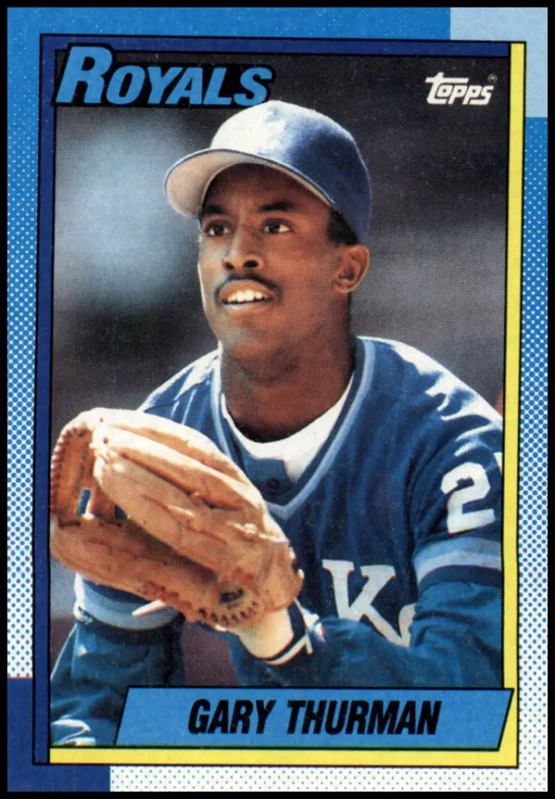 1990 Topps #276 Gary Thurman Kansas City Royals Baseball Card in blue uniform