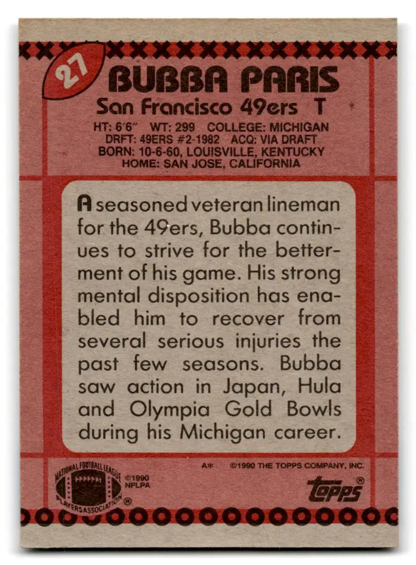 1990 Topps #27a Bubba Paris - Trading Card