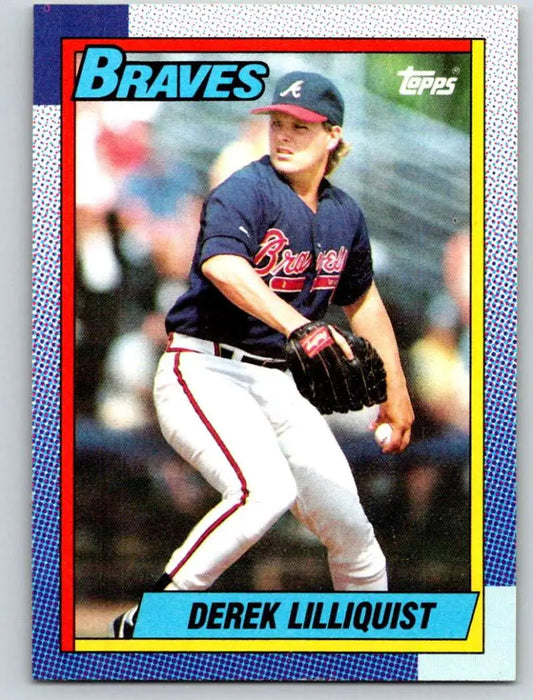1990 Topps #282 Derek Lilliquist pitching for Atlanta Braves baseball card in NM-MT condition