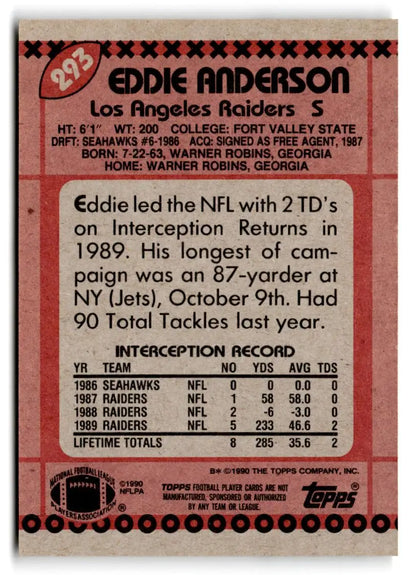 1990 Topps #293b Eddie Anderson - Trading Card