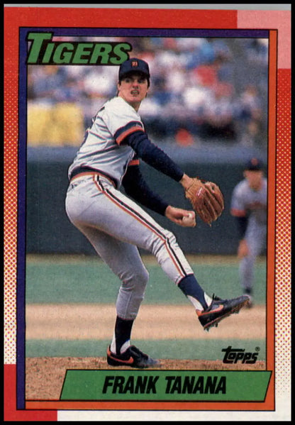 Baseball card of Frank Tanana delivering a pitch for the Detroit Tigers