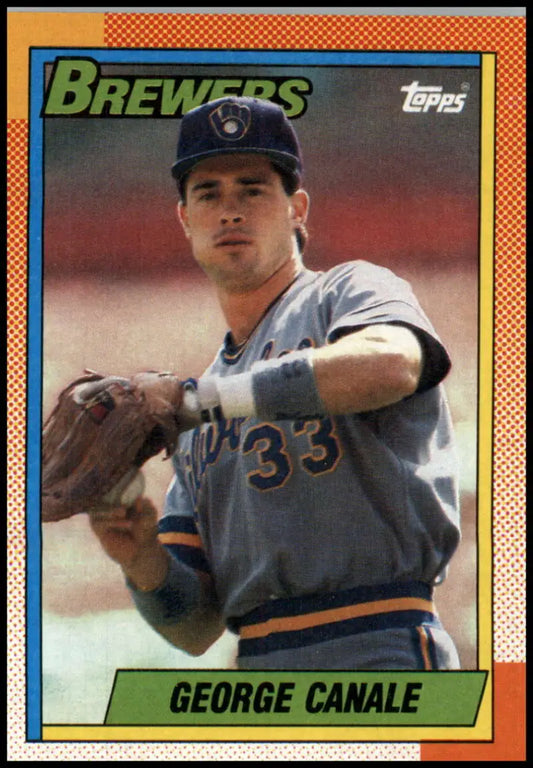 1990 Topps #344 George Canale Milwaukee Brewers baseball card featuring player number 33