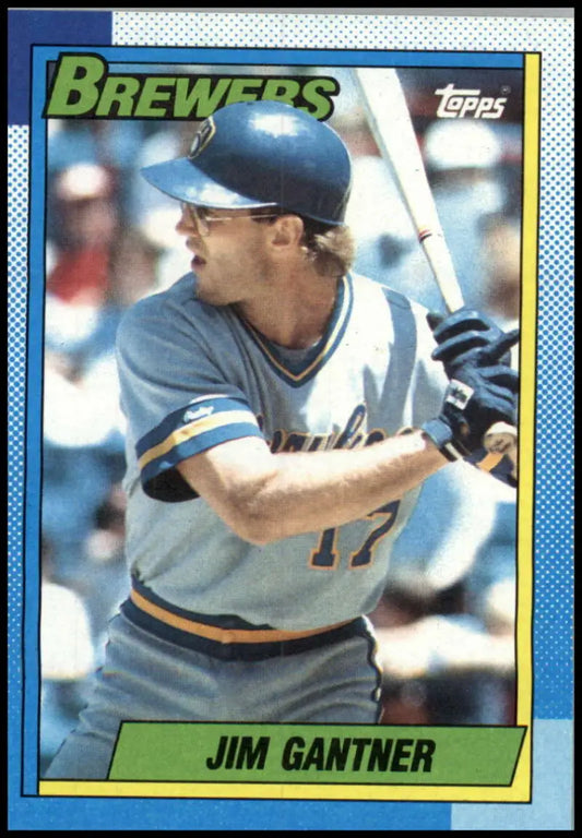 1990 Topps #417 Jim Gantner NM-MT Milwaukee Brewers player at bat baseball card