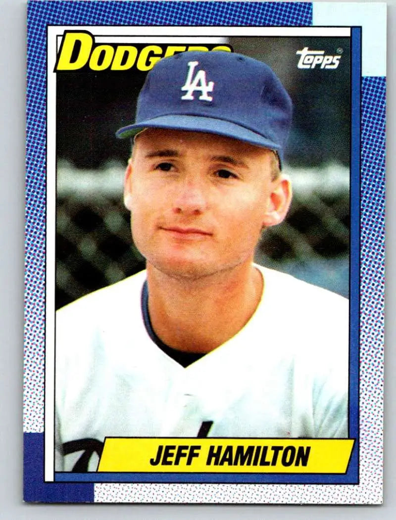 1990 Topps #426 Jeff Hamilton UER baseball card featuring Dodgers player in uniform