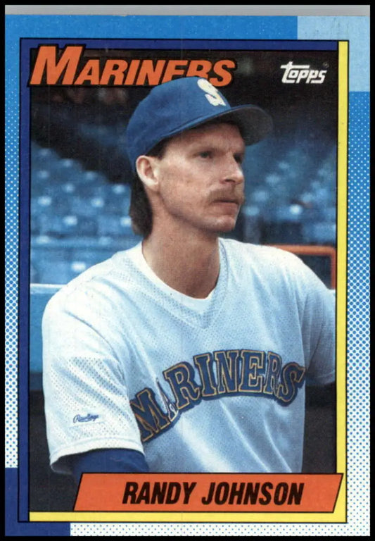 Vintage Seattle Mariners Baseball Card featuring Randy Johnson in white uniform and blue cap