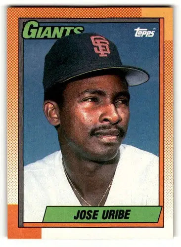 Original gloss 1990 Topps Jose Uribe San Francisco Giants baseball card image