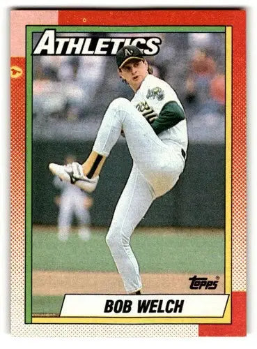 Original gloss Bob Welch Oakland Athletics baseball card from 1990 Topps #475