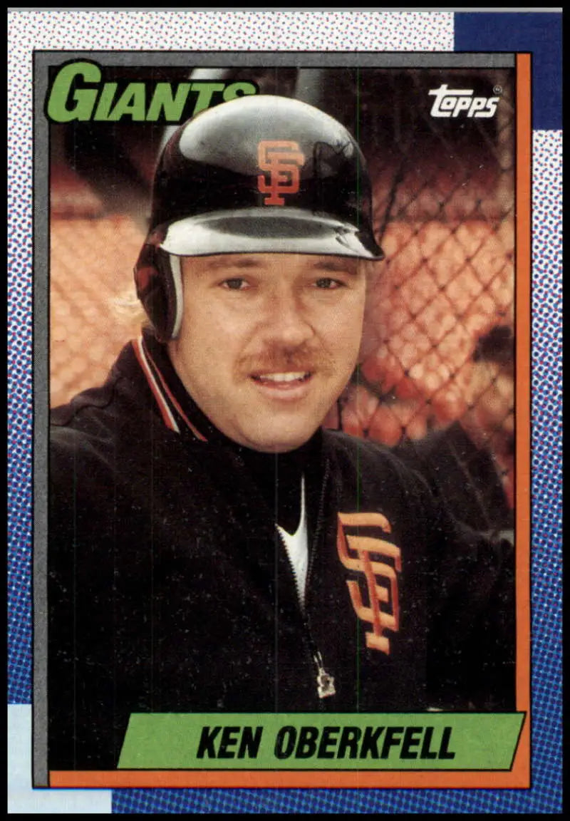 1990 Topps #488 Ken Oberkfell San Francisco Giants Baseball Card in black uniform