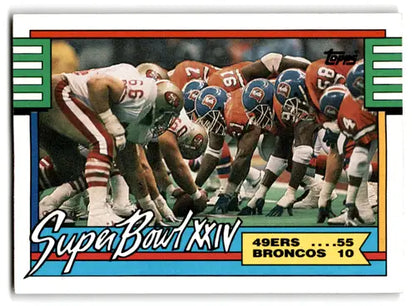 Original gloss Super Bowl XXIV trading card from 1990 Topps featuring Super Bowl memorabilia