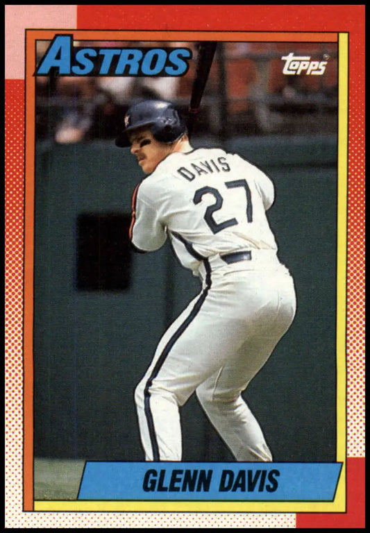 1990 Topps Glenn Davis baseball card with Houston Astros player in batting stance