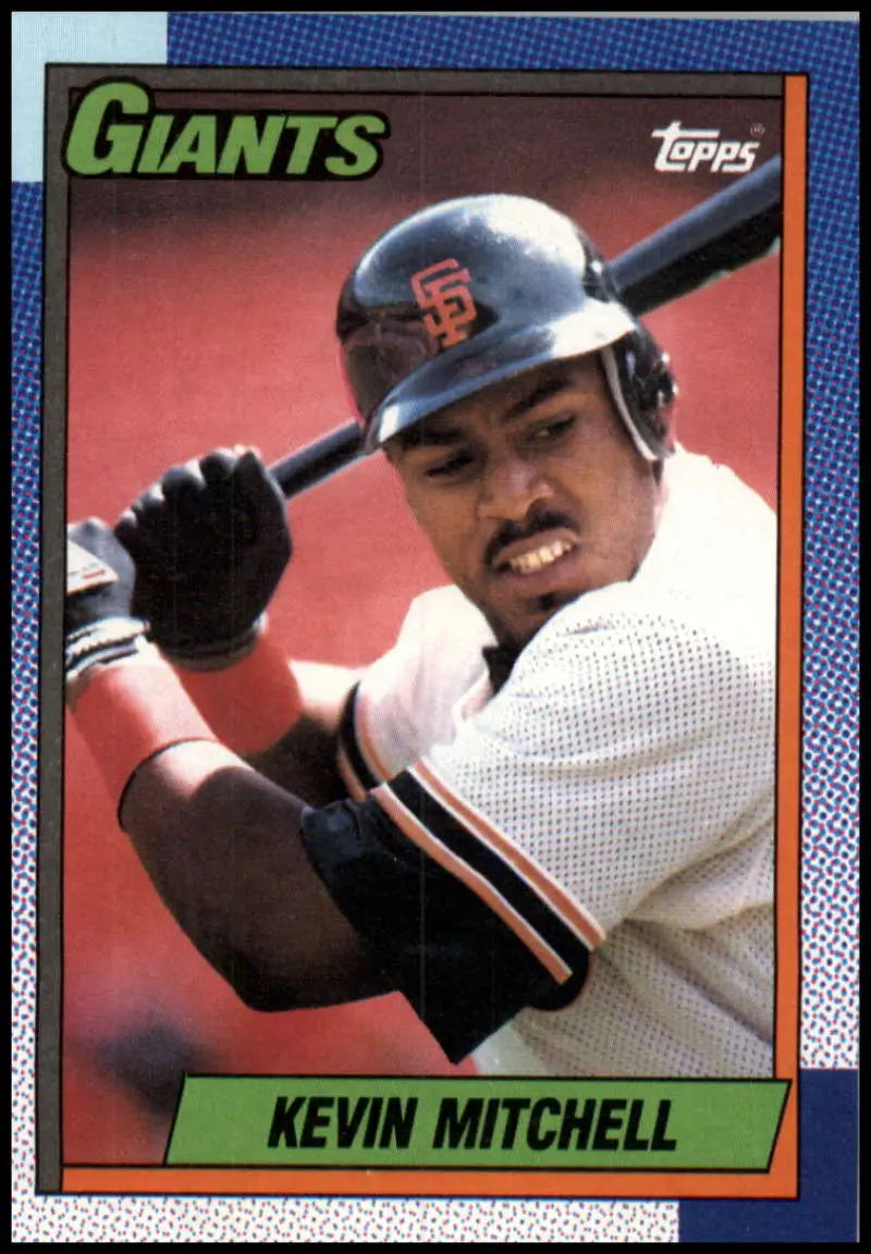 1990 Topps Kevin Mitchell baseball card in batting stance for San Francisco Giants