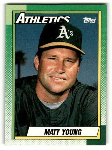 1990 Topps #501 Matt Young Oakland Athletics Baseball Cards EX/NM ID:55656