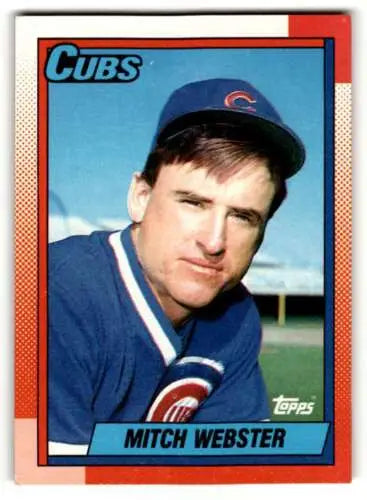 Mitch Webster Chicago Cubs baseball card featuring original gloss from 1990 Topps