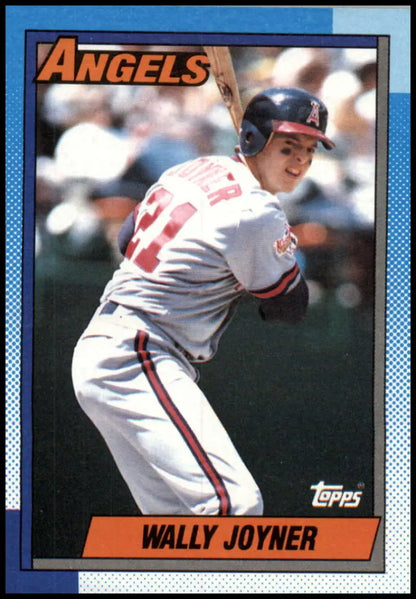 Wally Joyner California Angels Baseball Card in batting stance with white and red uniform