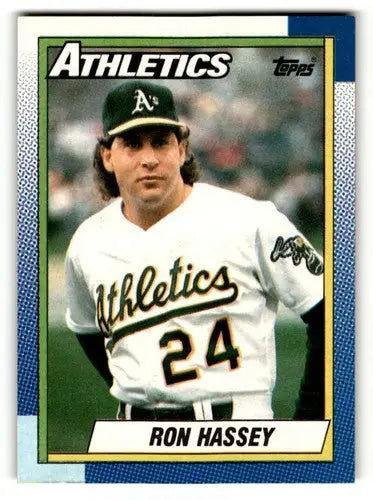 Original gloss 1990 Topps Ron Hassey Oakland Athletics baseball card image